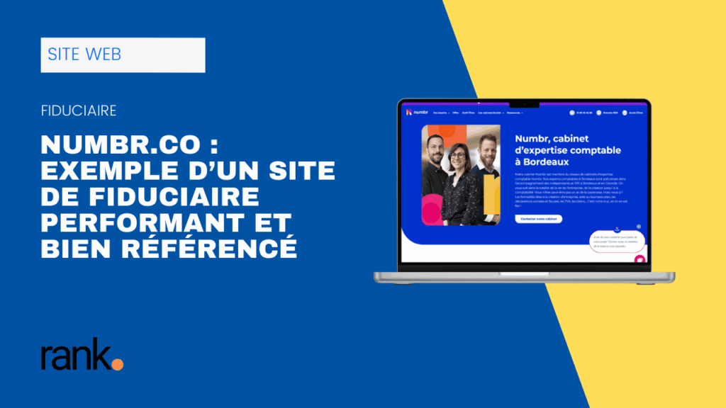 Visuel de présentation du site Numbr.co, affiché sur un ordinateur portable, illustrant un exemple de fiduciaire avec une stratégie digitale efficace.